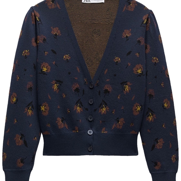 *NWOT* ZARA Jaquard Cardigan - Picture 1 of 3
